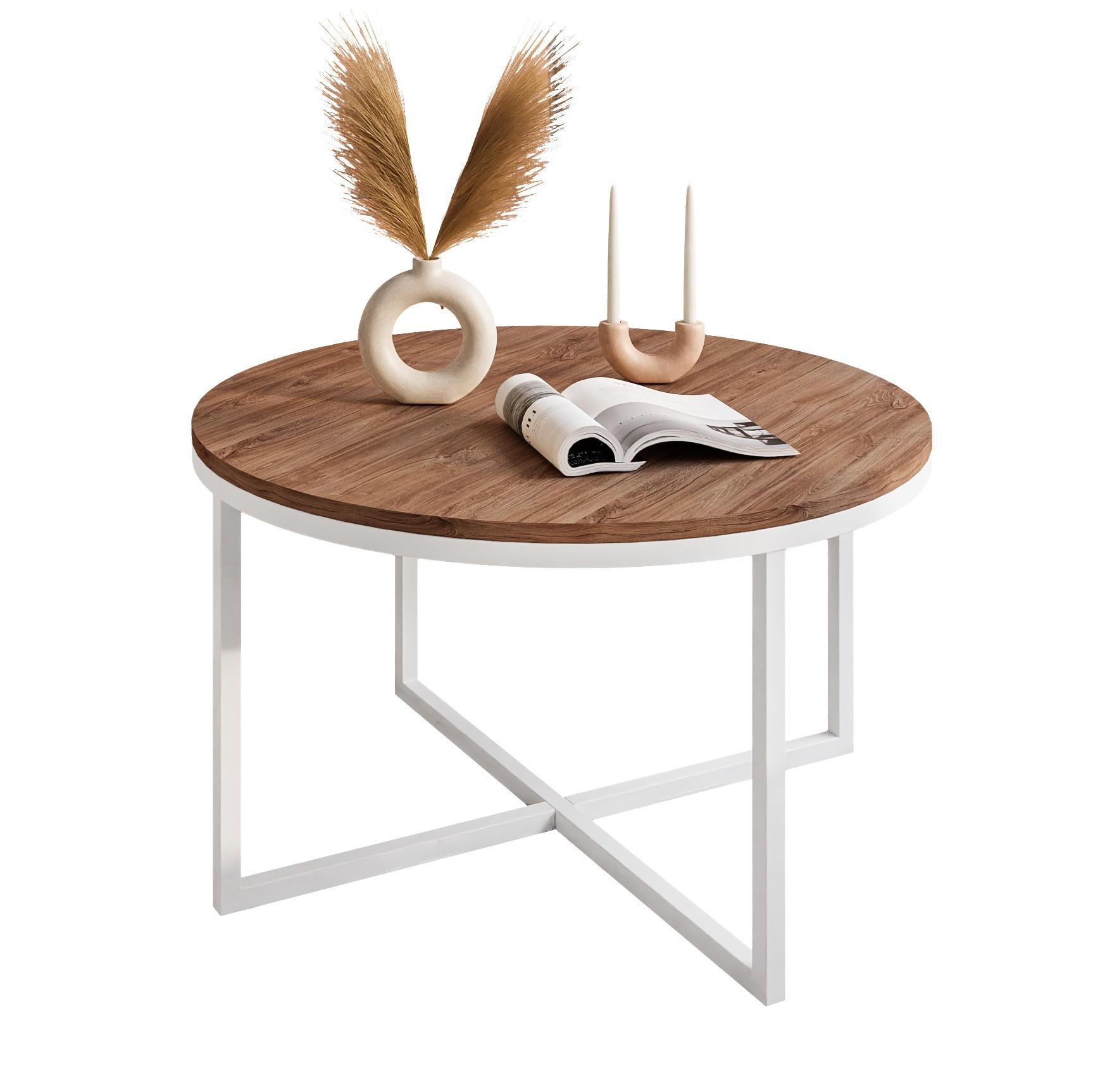 Lookway Couchtisch Weiß, Eiche 70x45.6x70 cm