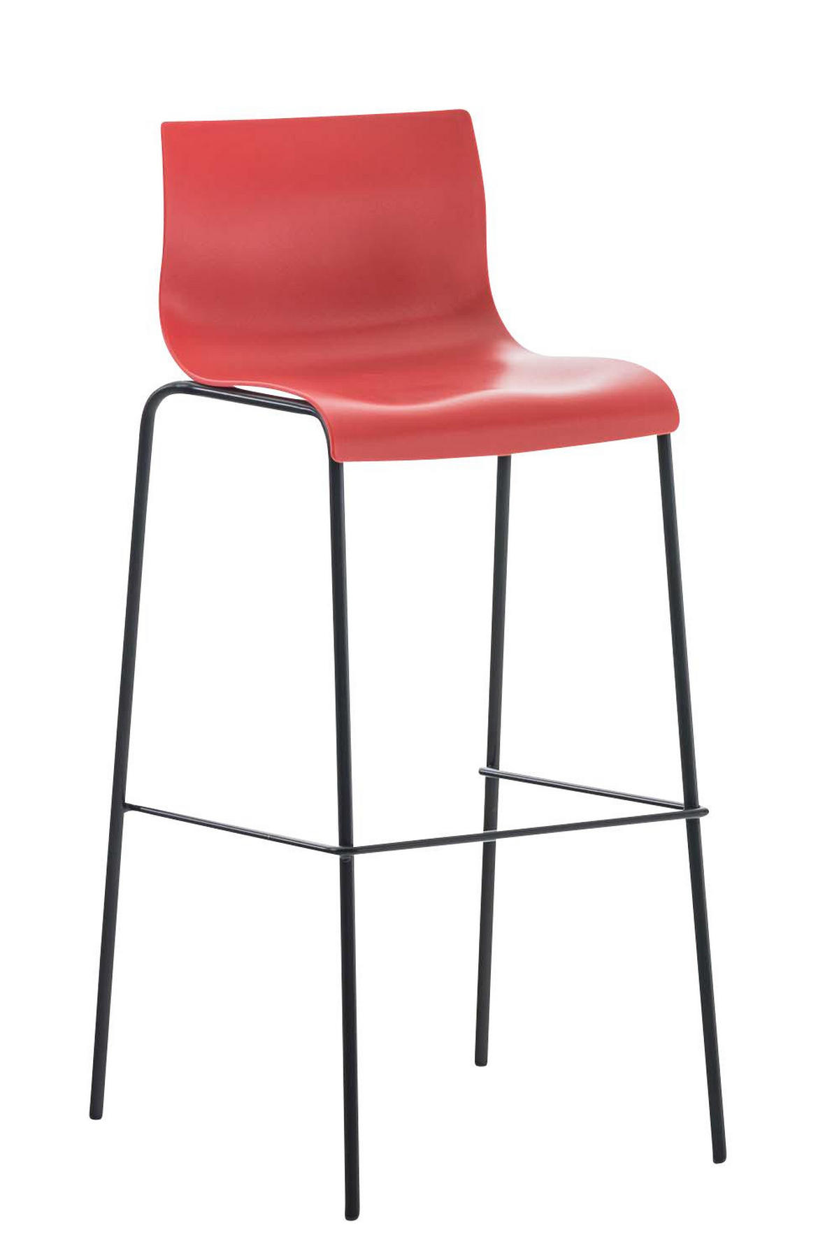 BARHOCKER 2er Set Kunststoff rot - Rot/Schwarz, Kunststoff/Metall (43/100/48cm) - CLP