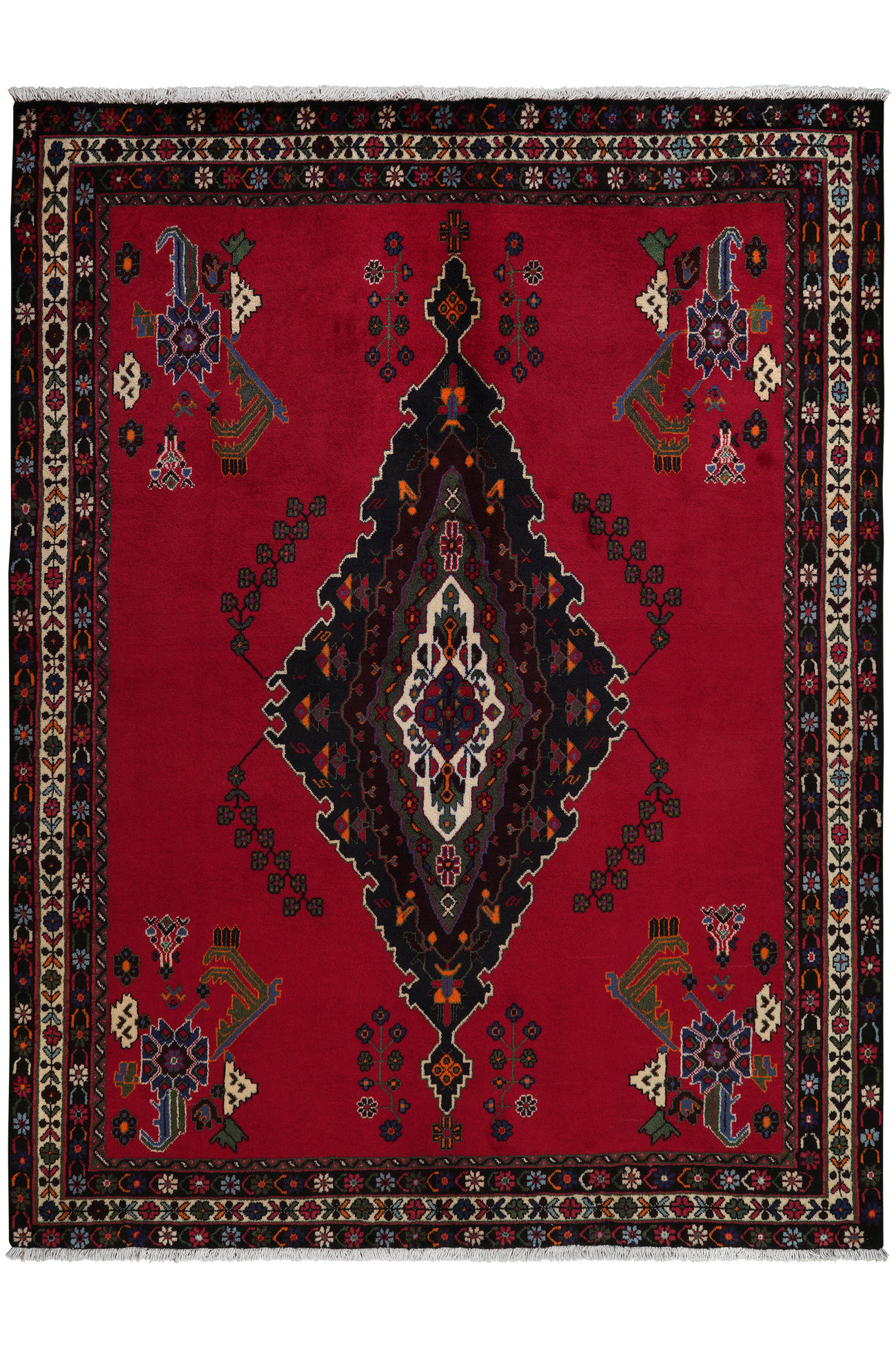 TEPPICH Afshar Rot 216/164 cm Schurwolle - Rot, Textil (164/216cm) - Looma