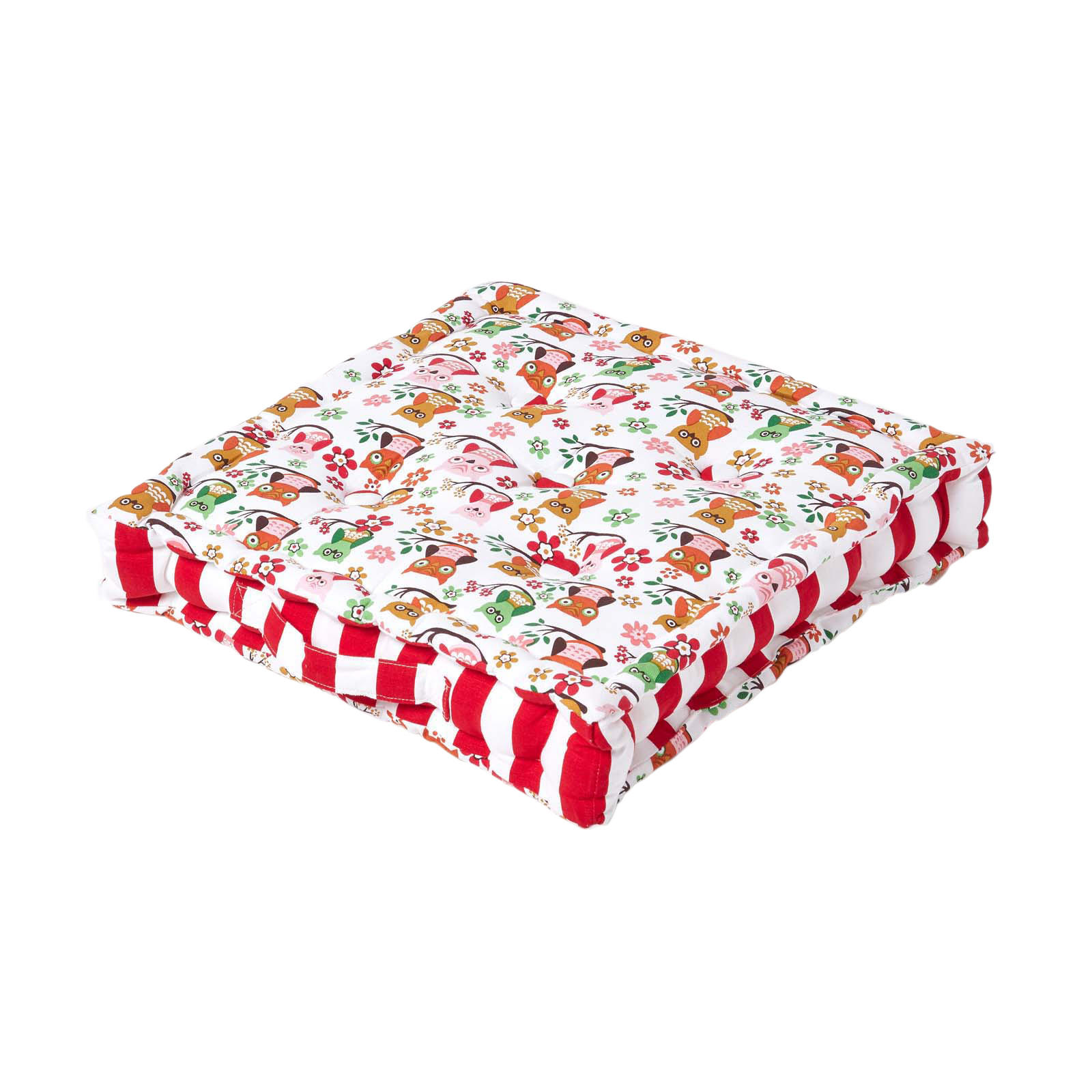 SITZKISSEN Eulen rot 40/40/8 cm - Rot, Textil (40/40/8cm) - Homescapes