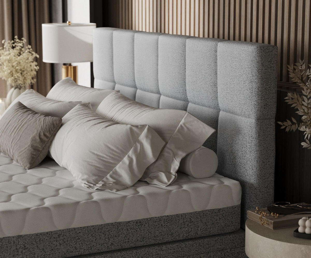 BOXBETT Elano 160/200 cm Grau im Riva Stoff - Schwarz/Grau, Holz/Holzwerkstoff (160/200cm) - AltaBeds