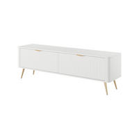 TV Schrank 163 cm Brando auf Beinen, 2 Türen, Weiß - Goldfarben/Weiß, Holz/Metall (163/51/38cm) - Emporius