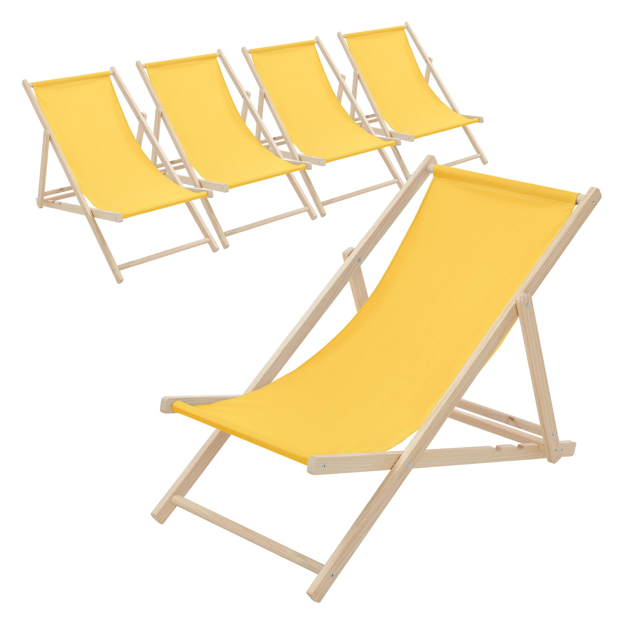 LIEGESTUHL 5er Set Gelb - Gelb, Holz (57.5/83/100cm) - ECD-Germany