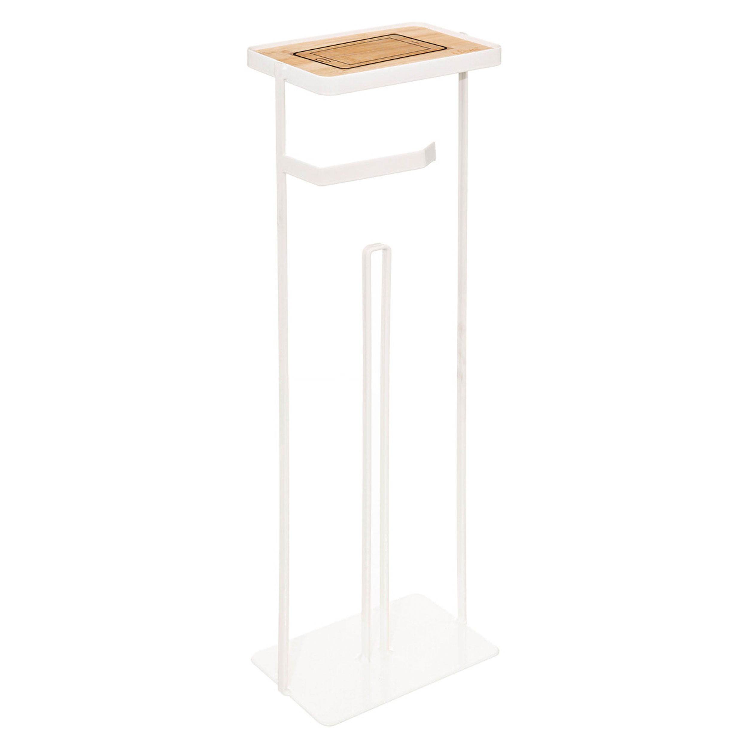 TOILETTEN-BUTLER Modern Color mit Handyablage, Eisen, Bambus, Weiß, 59 cm - Weiß, Metall (12/59/18.5cm) - 5five Simply Smart