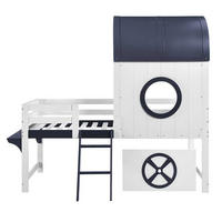 HAUSBETT 90/200 cm Weiß, Dunkelblau - Weiß/Dunkelblau, Holz/Holzwerkstoff - Raumix