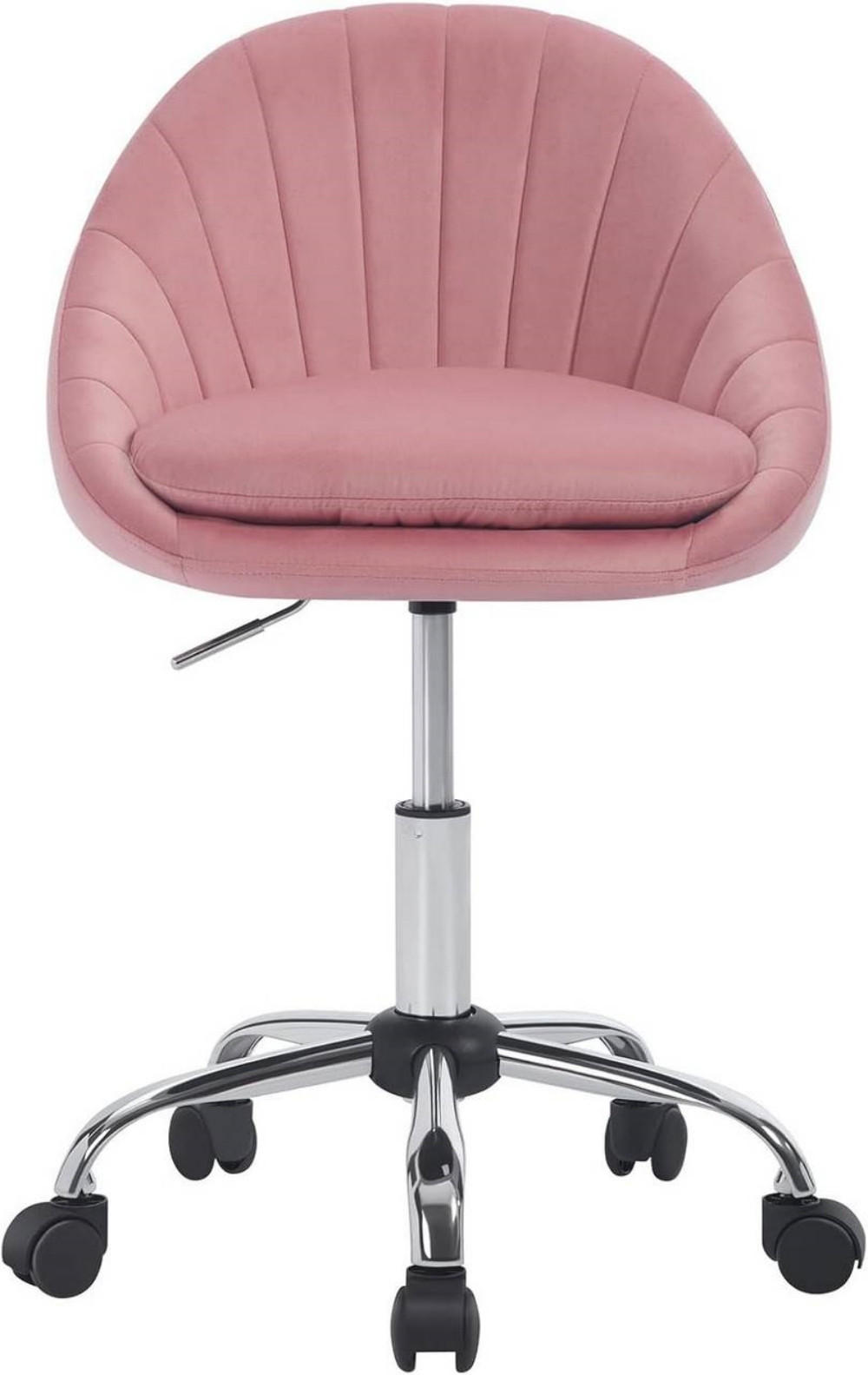DREHSTUHL ergonomisch, Schminkstuhl, Samt, Rosa - Schwarz/Rosa, Textil/Metall (52/72/48cm) - Woltu
