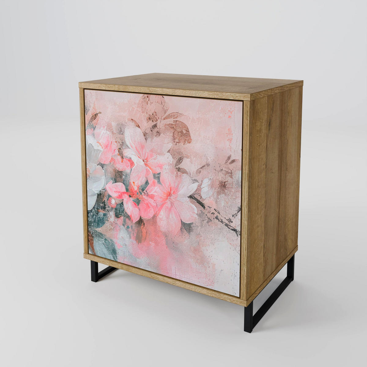 SIDEBOARD CHERRY BLOSSOM, Eichefarben, 57,5x42x77,5 cm, Schräge Buchenholzfüße - Eichefarben/Buchefarben, Holzwerkstoff/Buchenholz (57.5/77.5/42cm) - SpaceRebels