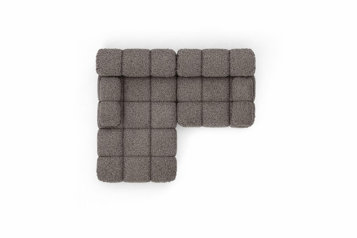 ECKSOFA L-form Mini Modular, Bouclé-Stoff Abriamo, Braun, Links, Selia - Braun, Holz (190/160cm) - Kaiser Möbel