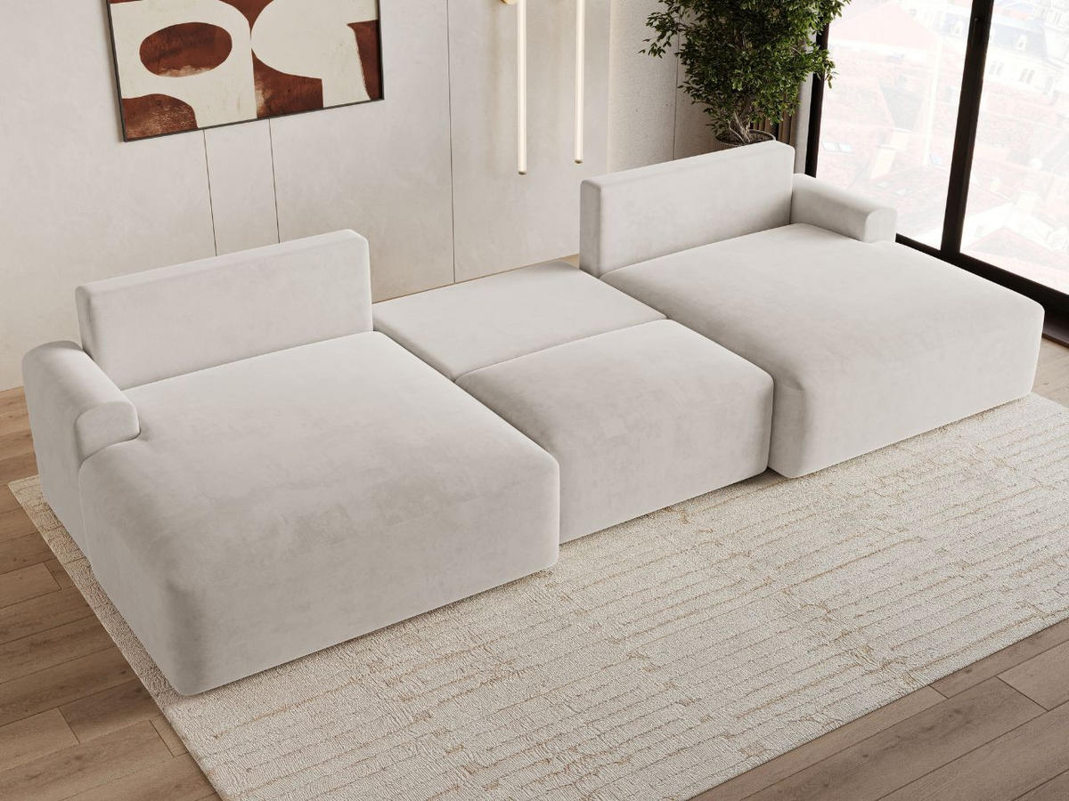 ECKSOFA U Serene Ecru - Ecru, Holz/Textil (391/145cm) - Graingold