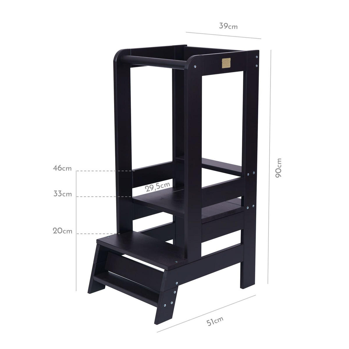 LERNTURM für Kinder, Natur Holz, Schwarz - Schwarz, Holz (39/90/90cm) - MeowBaby