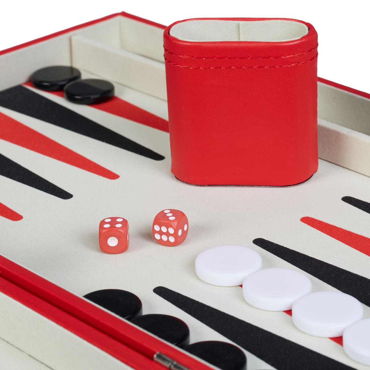 BACKGAMMON-KOFFER - Rot, Holzwerkstoff/Kunststoff (36.5/24cm) - Relaxdays