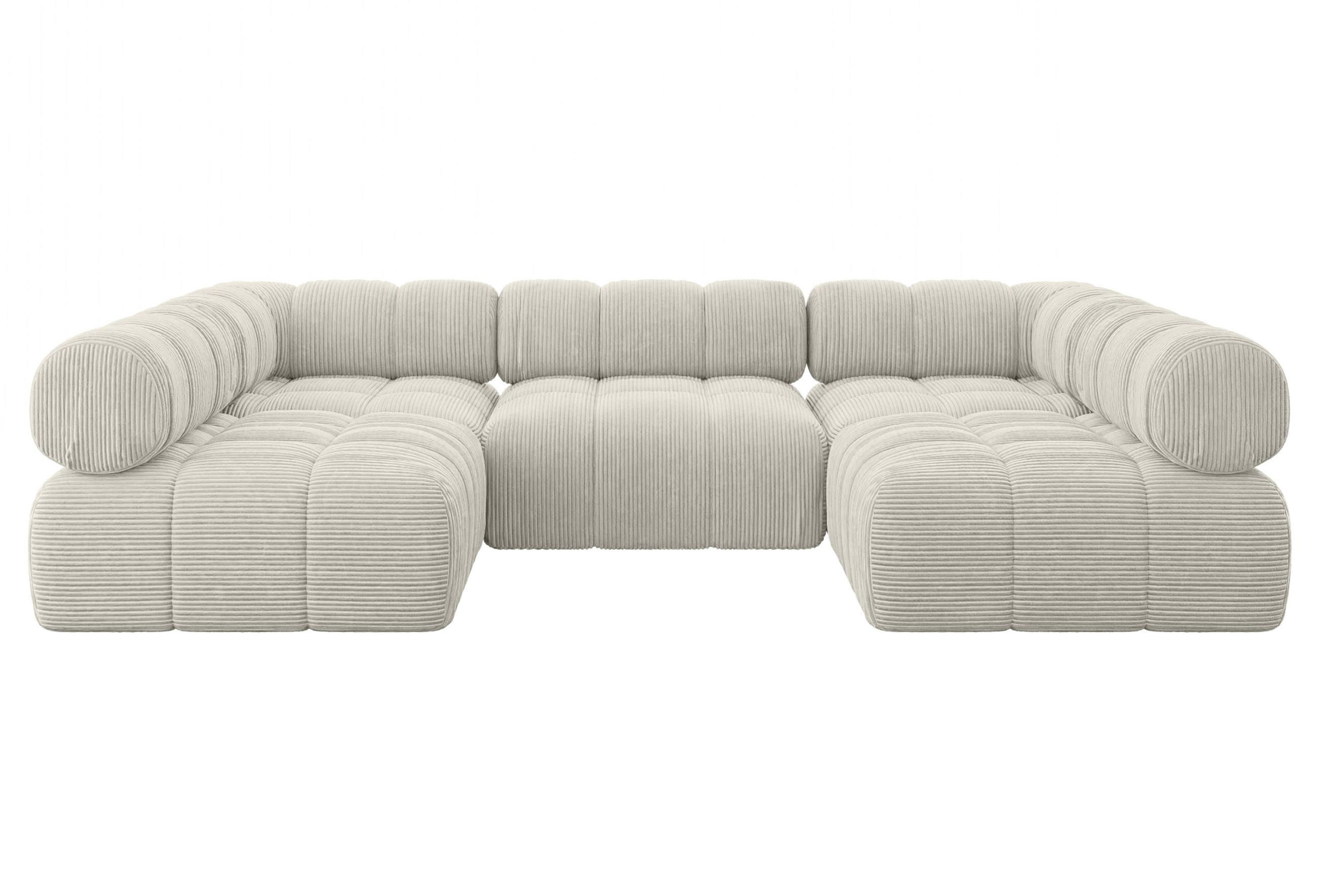 WOHNLANDSCHAFT modulares Sofa Garvo-U1 - 285x190x70 cm Creme Cord - Hellgrau/Creme, Holzwerkstoff/Textil (285/70/190cm) - ALTDECOR