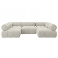WOHNLANDSCHAFT modulares Sofa Garvo-U1 - 285x190x70 cm Creme Cord - Hellgrau/Creme, Holzwerkstoff/Textil (285/70/190cm) - ALTDECOR