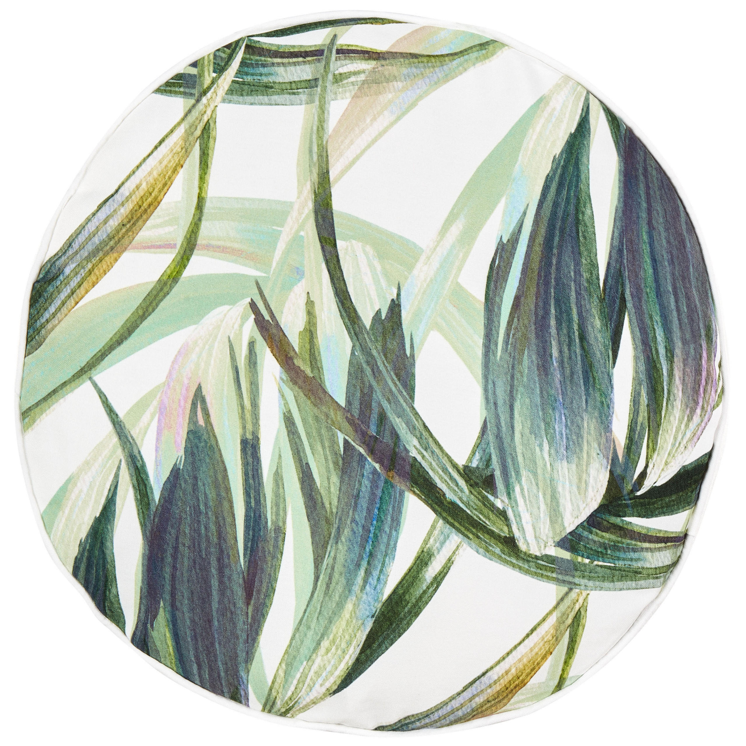 GARTENKISSEN 2er-Set Blattmotiv grün/weiß 40 cm Calderina - Grün, Textil (40/40cm) - Beliani