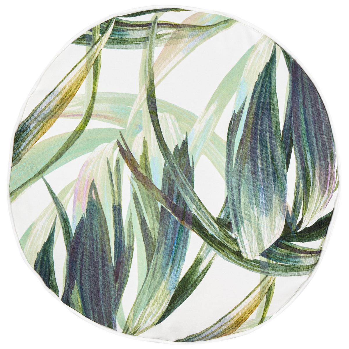 GARTENKISSEN 2er-Set Blattmotiv grün/weiß 40 cm Calderina - Grün, Textil (40/40cm) - Beliani
