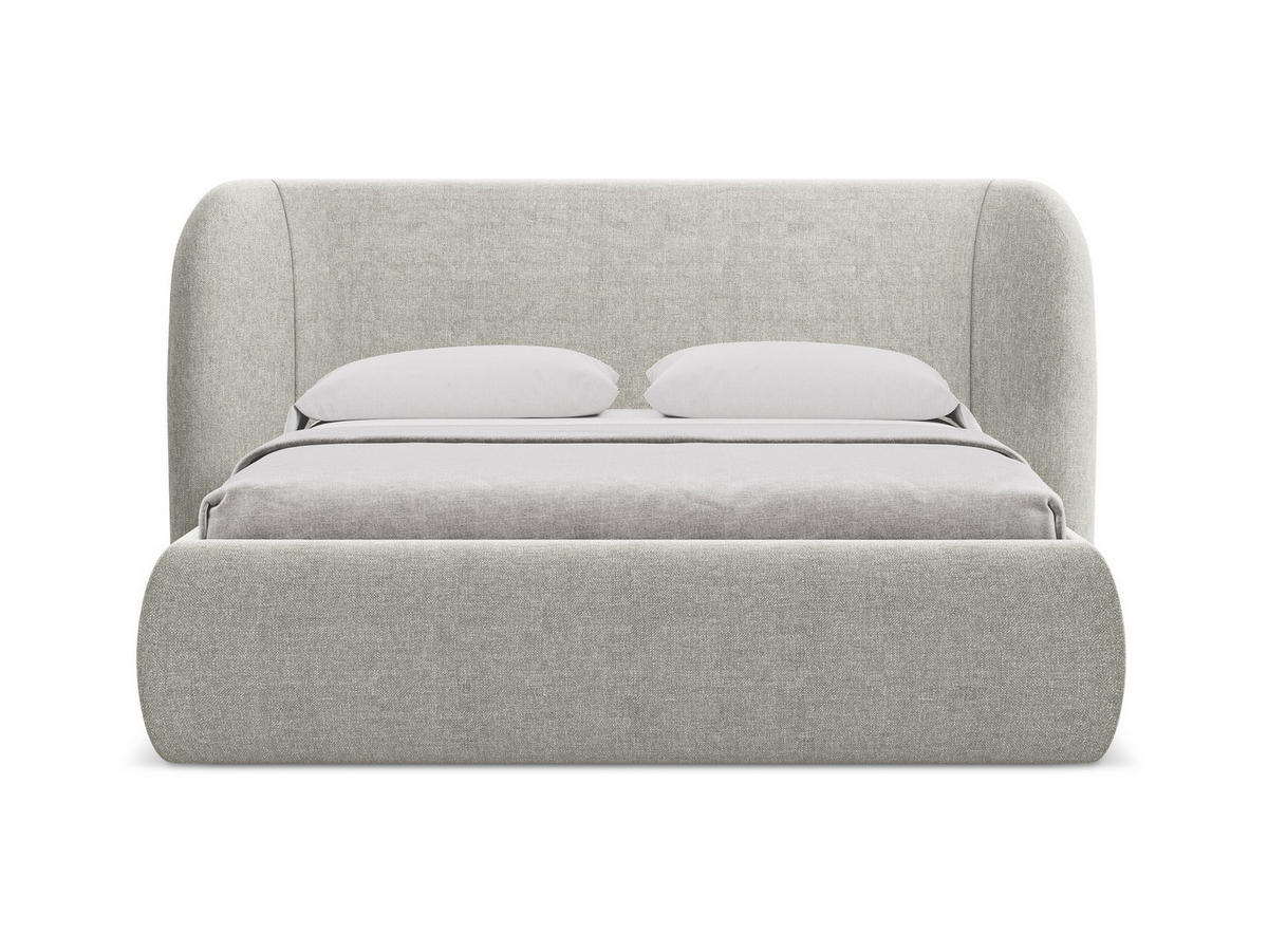POLSTERBETT mit Bettkasten und Lattenrost 210x215 Beige - Beige/Schwarz, Kunststoff/Textil (160/200cm) - Makamii