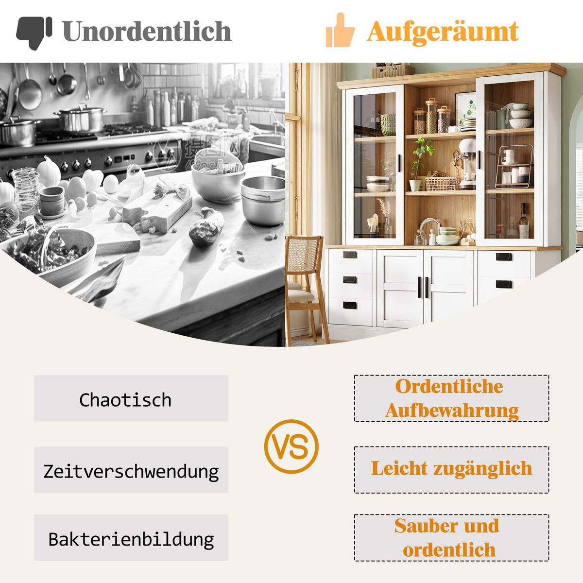 KÜCHENSCHRANK 140x185Cm 6 Schubladen Glastüren - Weiß, Holzwerkstoff (140/185/40cm) - FLIEKS