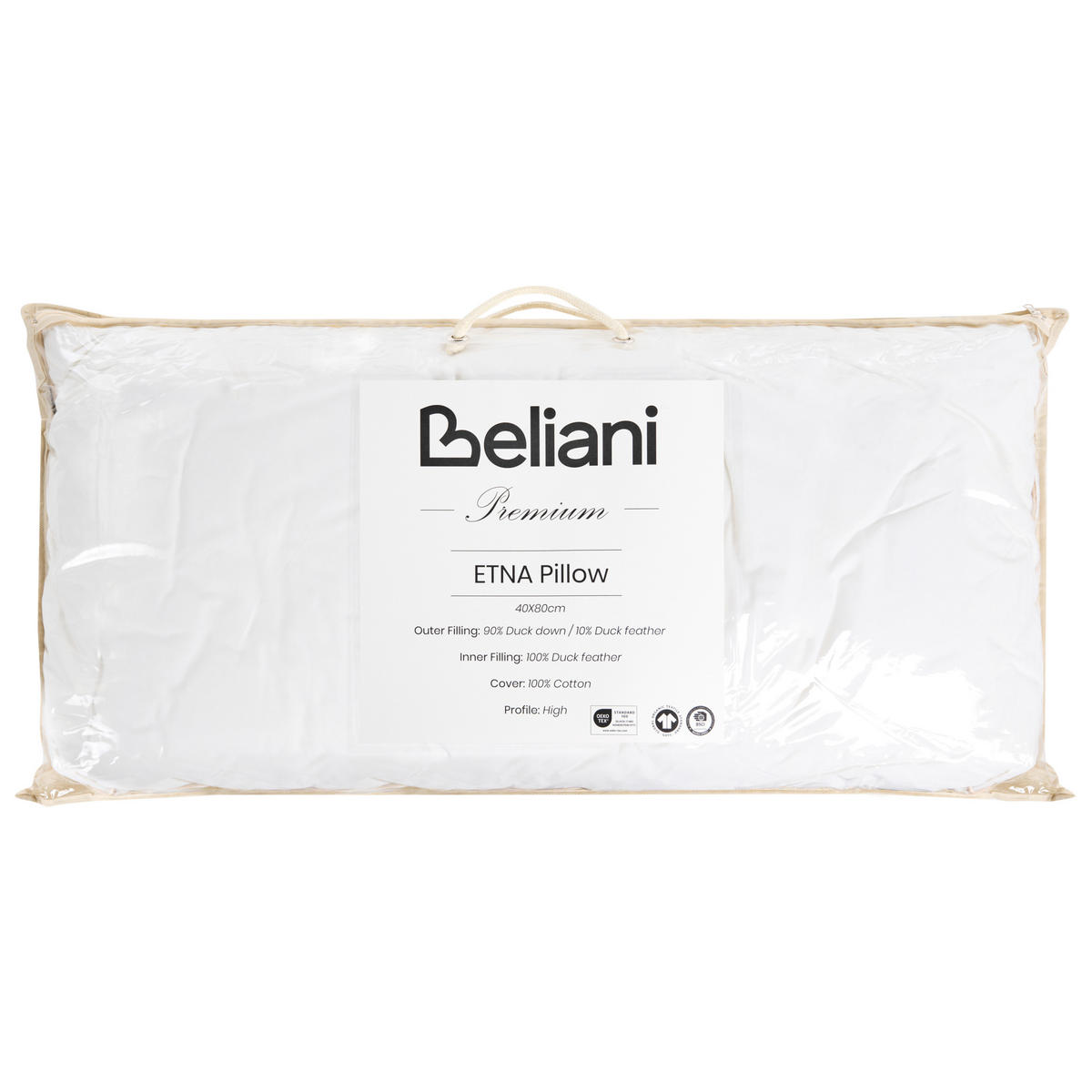 KOPFKISSEN Weiß 40/80 cm Etna - Weiß, Naturmaterialien (80/40cm) - Beliani