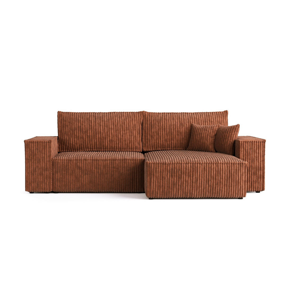ROHOVÁ SEDAČKA CAVO, textil, Měděná - černá/měděná, dřevo/kompozitní dřevo (255/148cm) - AltaBeds