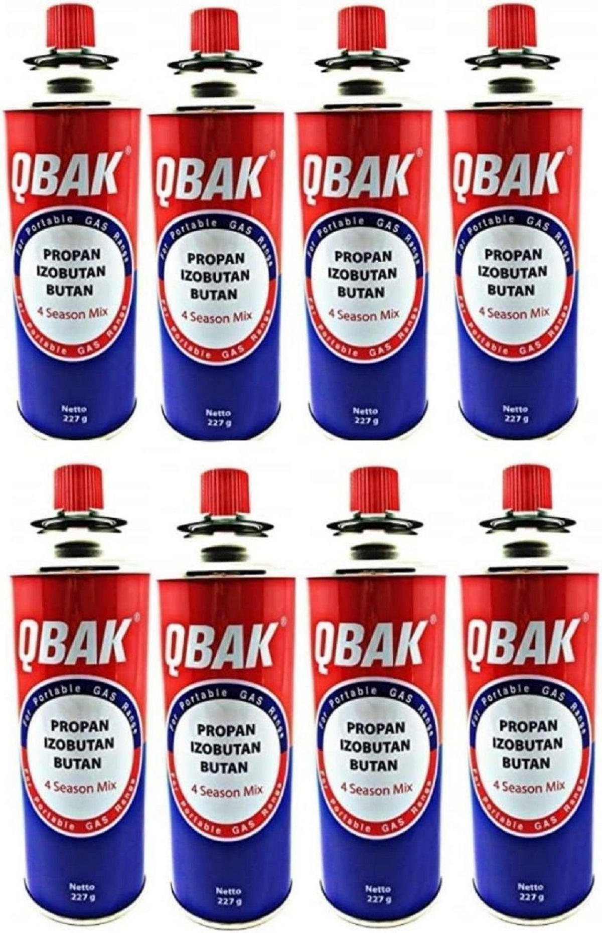 GASKARTUSCHEN, 8 Stück, 227g Butangas, Für Campingkocher, Gas Kartusche, Outdoor Kocher, Brennstoff, Ersatz, Camping Gas, Universal, Kochen, Butan Set - Blau/Rot, Metall (6.7/20/6.7cm) - Resch