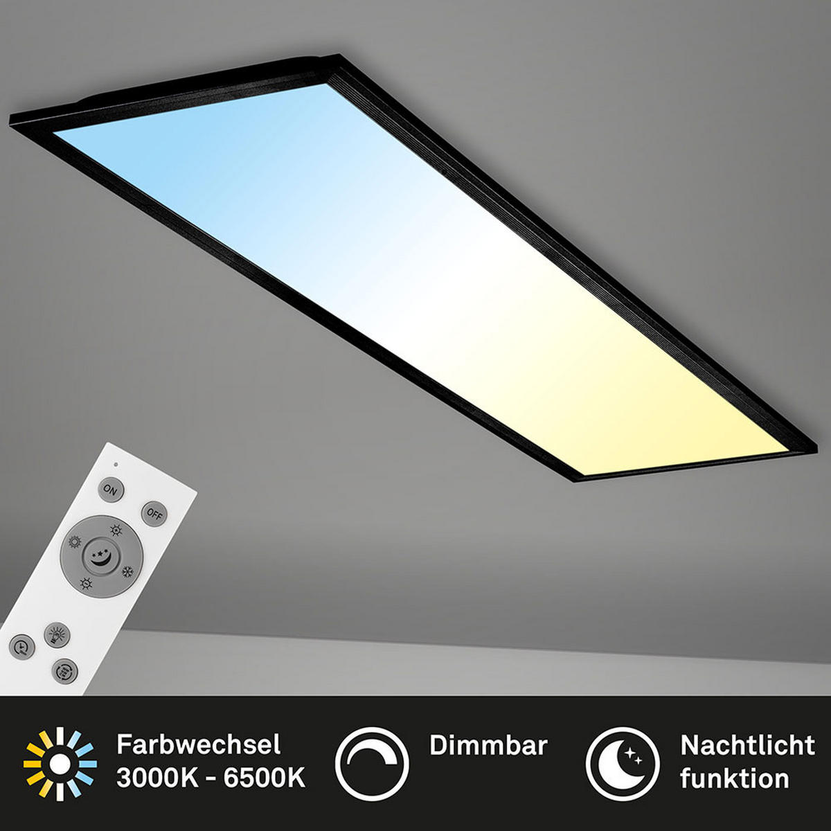 LED AUFBAU PANEL Schwarz - Schwarz, Metall (100/25/8cm) - Briloner