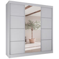 SCHRANK Weiß Filo V200 Mit Spiegel Und Sprossen Mit Regalen - Transparent/Weiß, Holzwerkstoff (200/215/61cm) - Sepro Meble