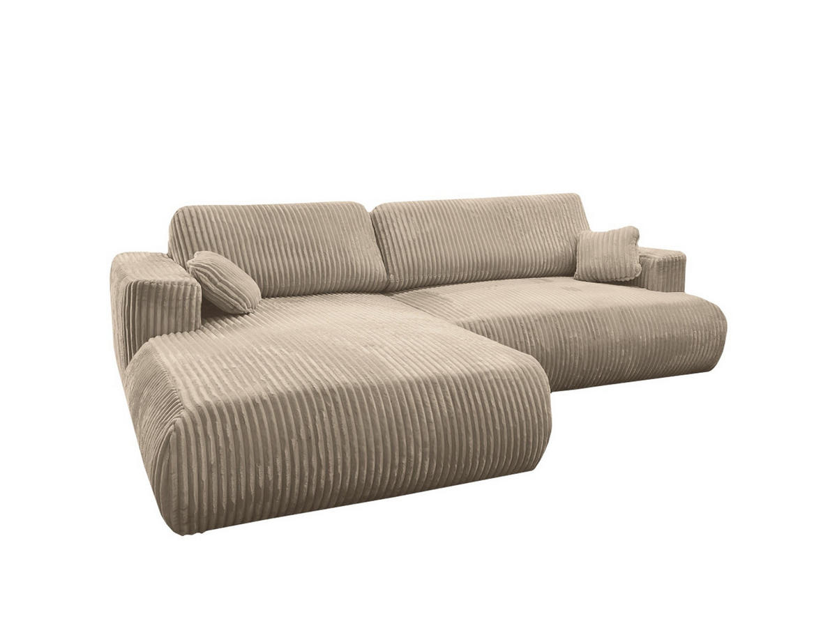 ECKSOFA Luna L links Beige aus Cord - Beige, Textil (271/195cm) - KS Home Concept