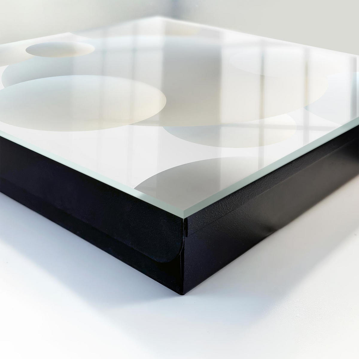 SCHLÜSSELBOX Schwarz 30x30 cm- Türöffnung nach rechts - Zarte Kugeln - Weiß, Metall (30/30/5cm) - TULUP