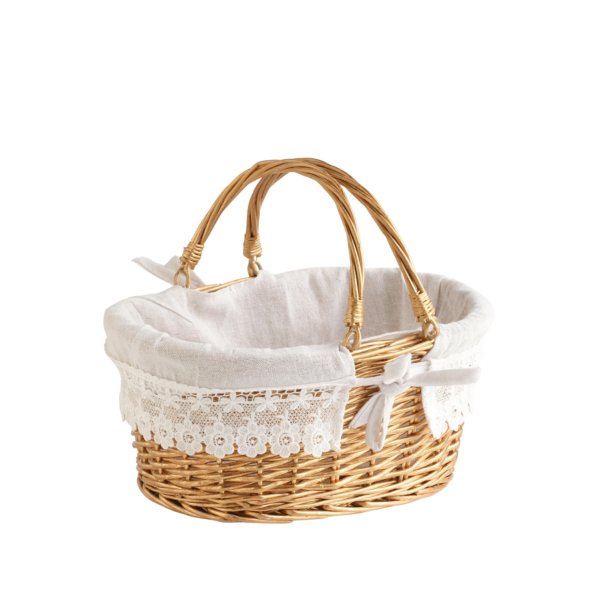 KORB MIT HENKEL Cabra - Weiß, Naturmaterialien (23/24/30cm) - home&you