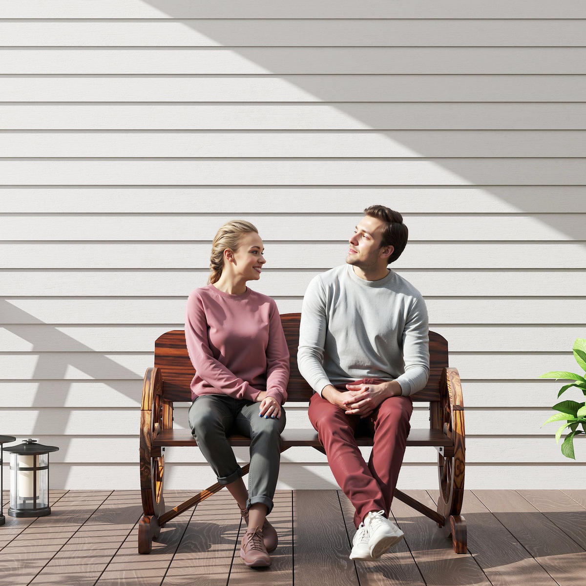 GARTENBANK DE-08290 mit Rad-Armlehnen, für 2 Personen Braun - Naturfarben, Holz (110/80/55cm) - ComfortXL
