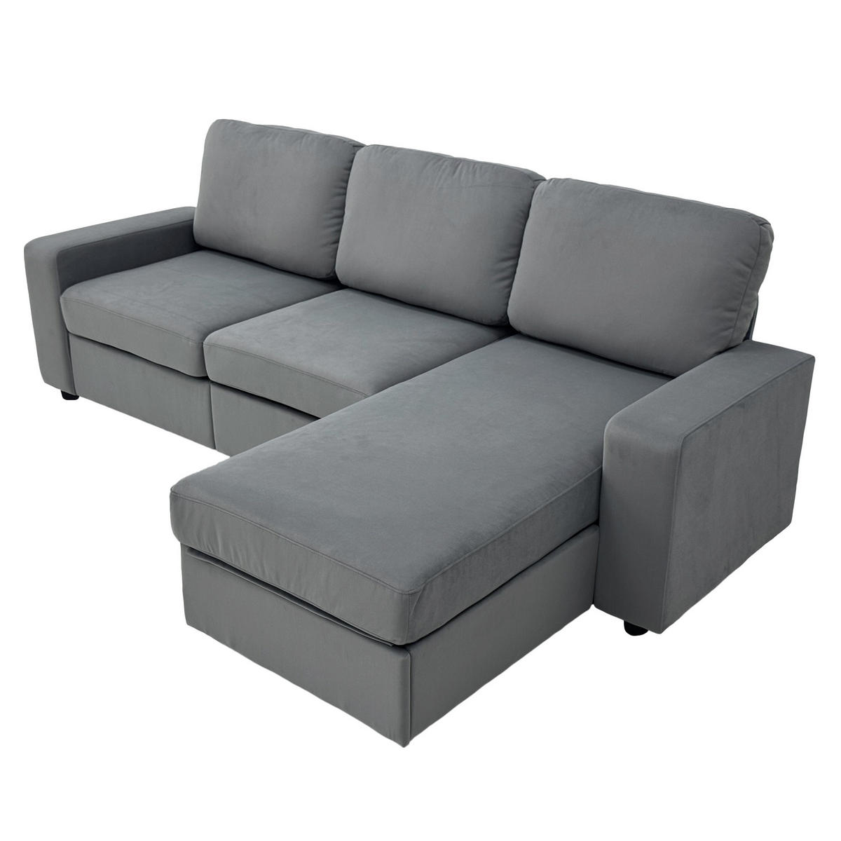 ECKSOFA 245.5/150.5/86.5 cm Grau mit Stauraum und Ottomane - Grau, Textil (245.5/150.5cm) - Oxeza