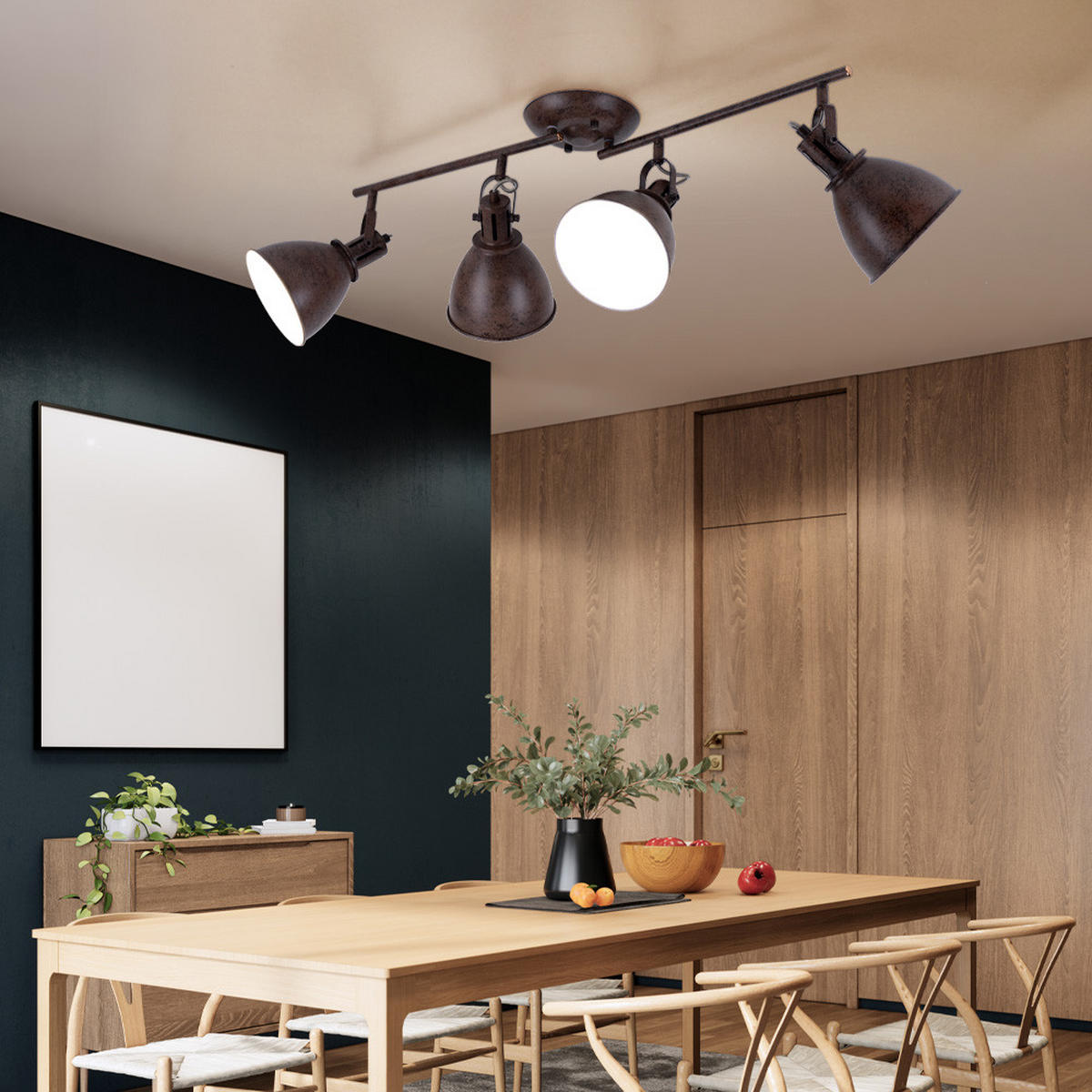 DECKENLEUCHTE Metall Rost Braun - Braun, Metall (80/15/20cm) - Globo Lighting