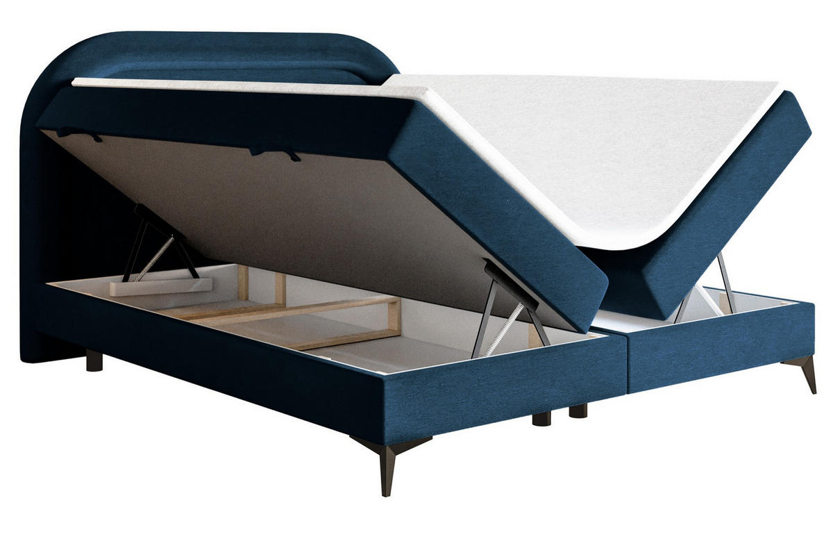 BOXBETT LOREO Dunkelblau Samt wasserfest 180x200 cm - Schwarz/Dunkelblau, Holz/Textil (180/200cm) - Selsey