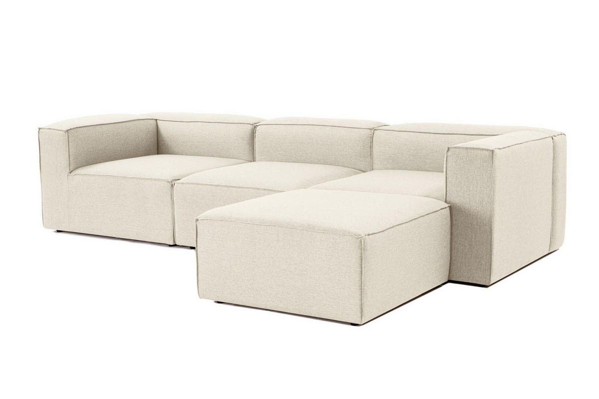 ECKSOFA beidseitig montierbar - Beige/Schwarz, Holz/Kunststoff (296/185cm) - myHomelando