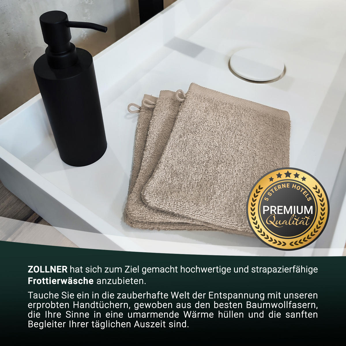 WASCHHANDSCHUH, 10er-Set, 16x21 cm, 100% Baumwolle, Braun - Cappuccino, Textil (16/21cm) - Zollner