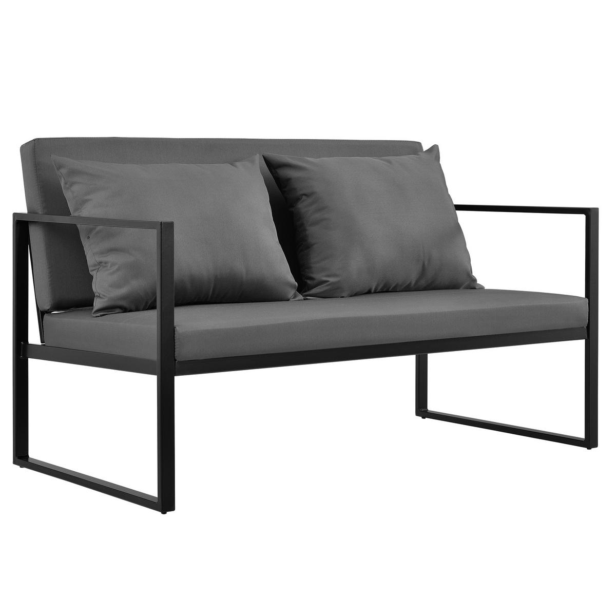GARTENBANK Lerum - Schwarz, Textil/Metall (114/70/60cm) - casa.pro