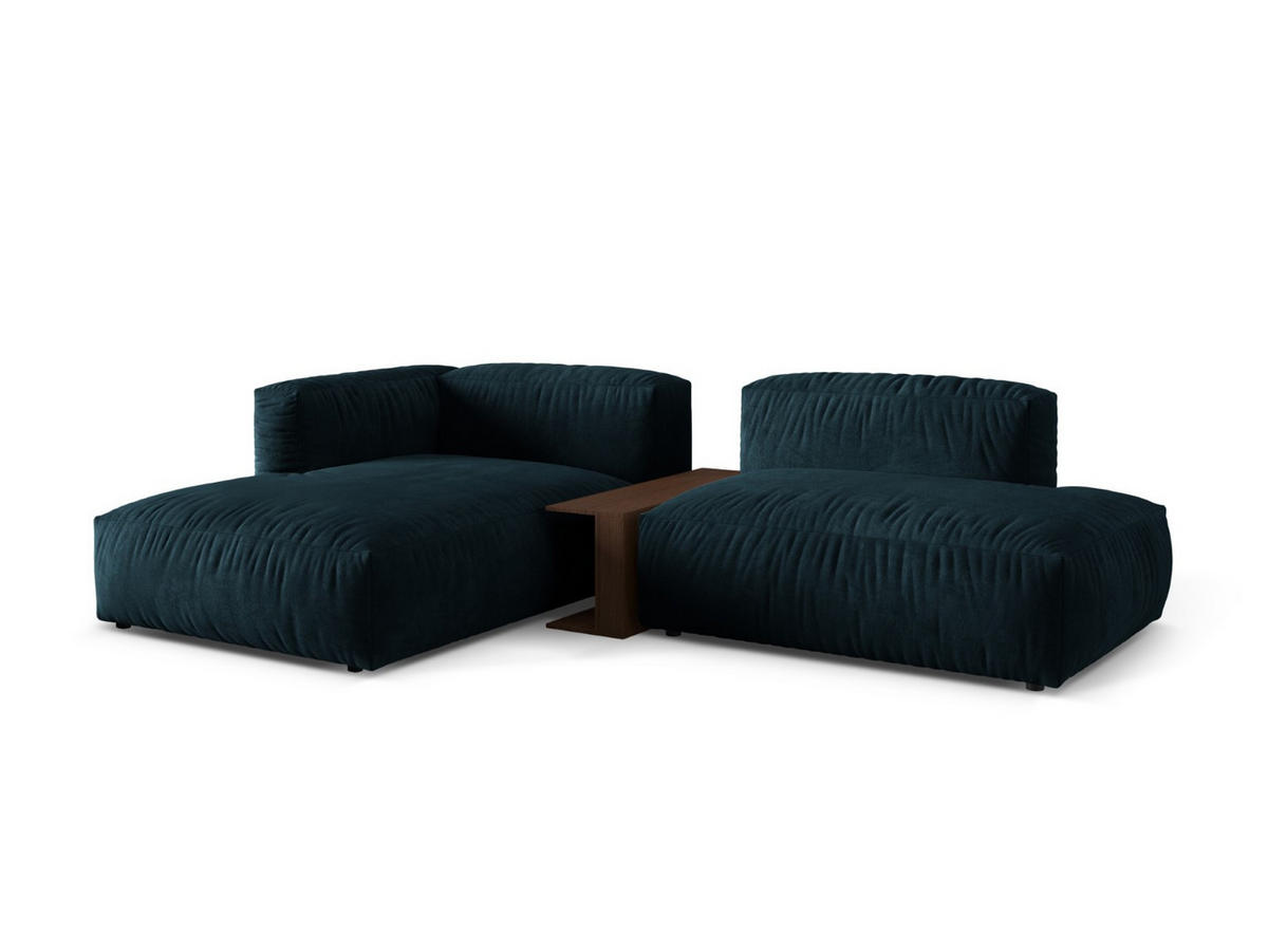 ECKSOFA modular links Martina aus Samt dunkel petrol 2 Sitzplätze - Petrol, Textil (176/285cm) - Micadoni