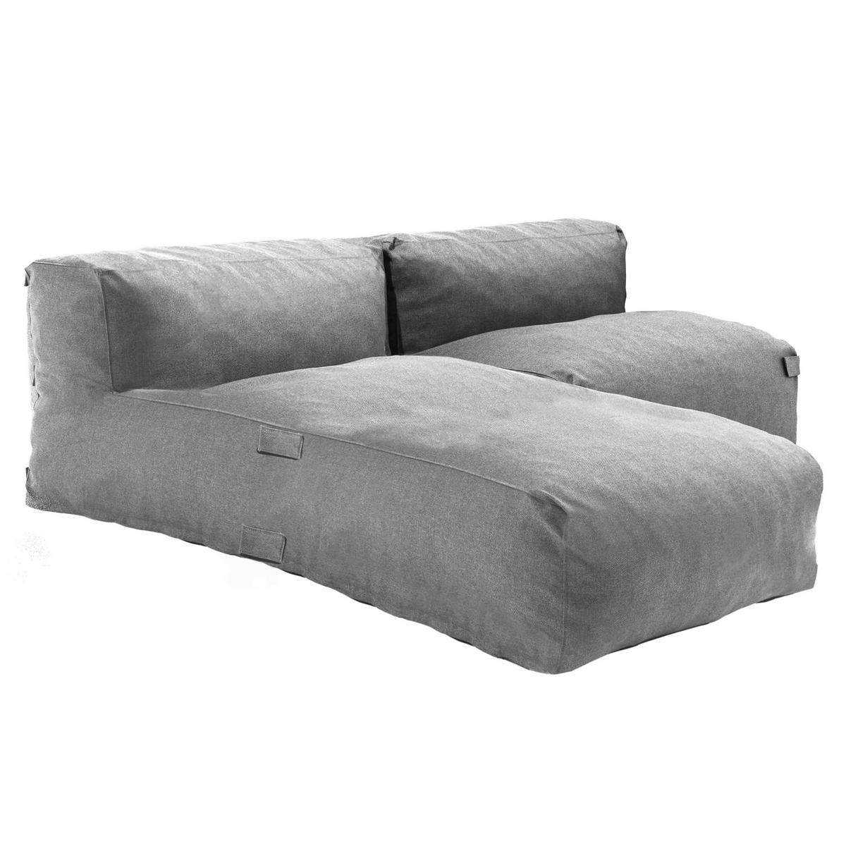 GARTENSOFA mit 2 Sitzplätzen, Grau - Grau, Textil - Oviala
