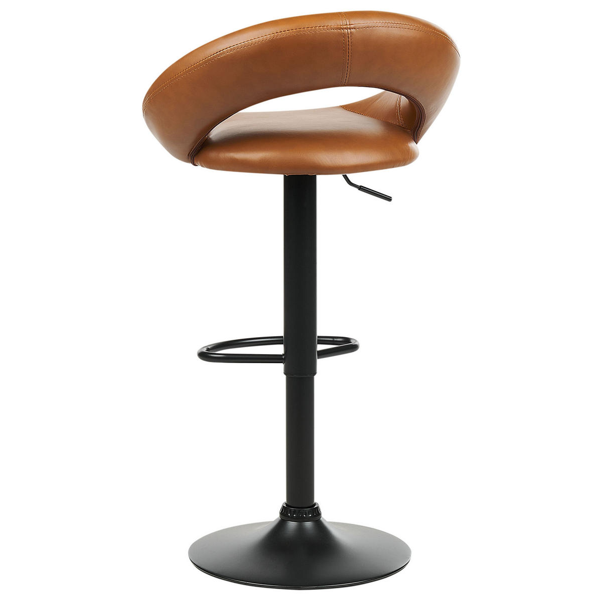 BARHOCKER 2er-Set Kunstleder goldbraun/schwarz höhenverstellbar Peoria - Schwarz/Braun, Kunststoff (53/48cm) - Beliani