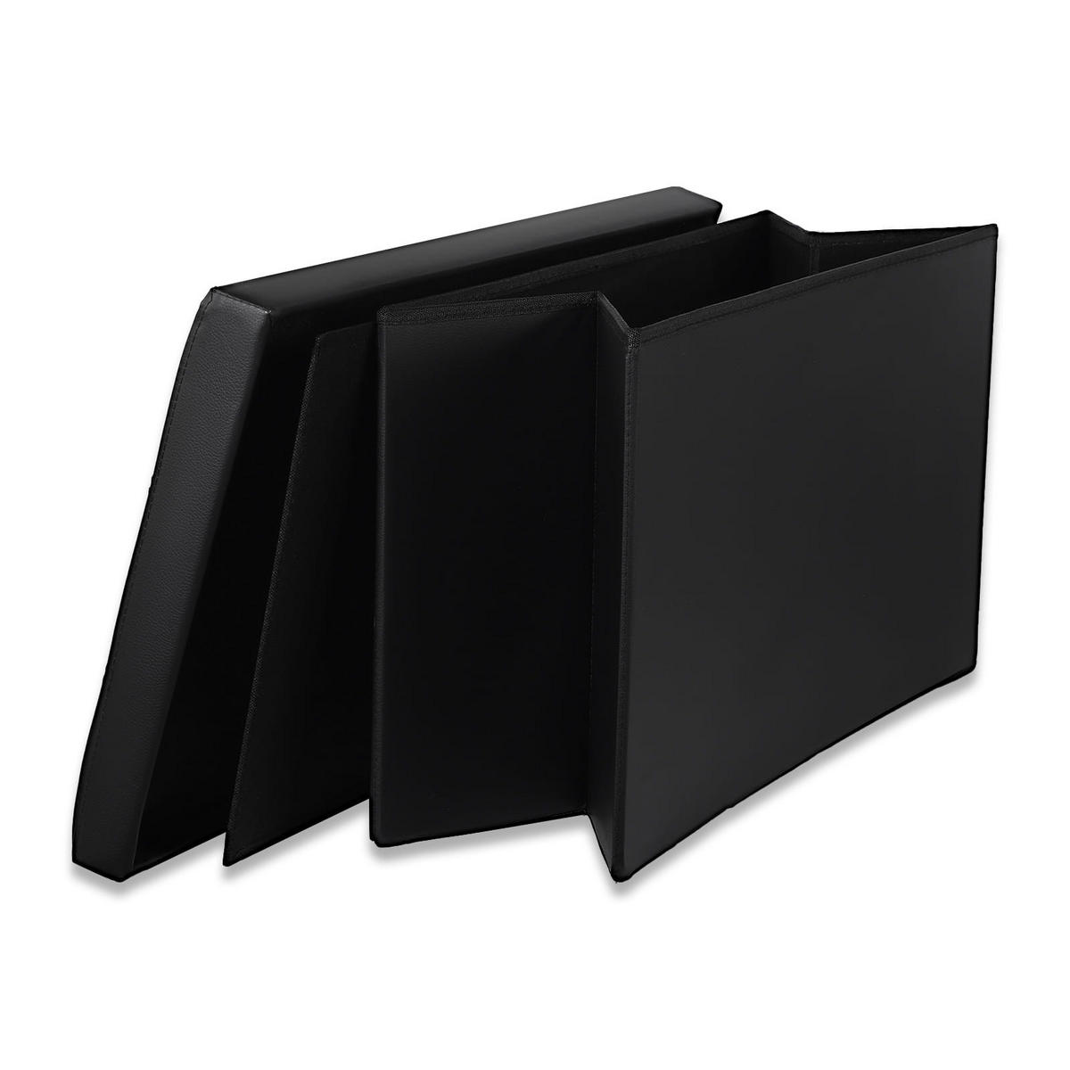 SITZBOX Ravello XXL mit Knöpfen Schwarz Ökoleder - Schwarz, Textil (80/40/40cm) - Komodee