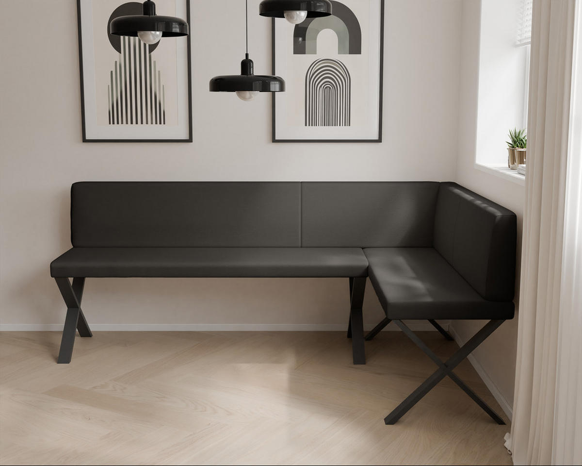 ECKBANK rechts VERO X Kunstleder glatt, 142/196 cm Anthrazit - Anthrazit, Kunststoff/Textil (142/196cm) - Idohome