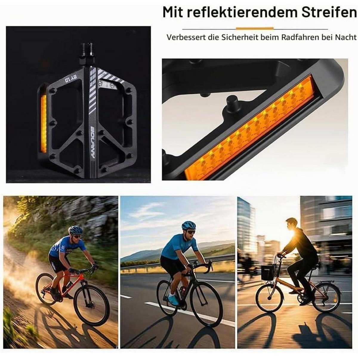 FAHRRADPEDALE HillMiles MTB Orange rutschfest 9/16 Zoll - Orange, Kunststoff (10.5/2.2/12.8cm)