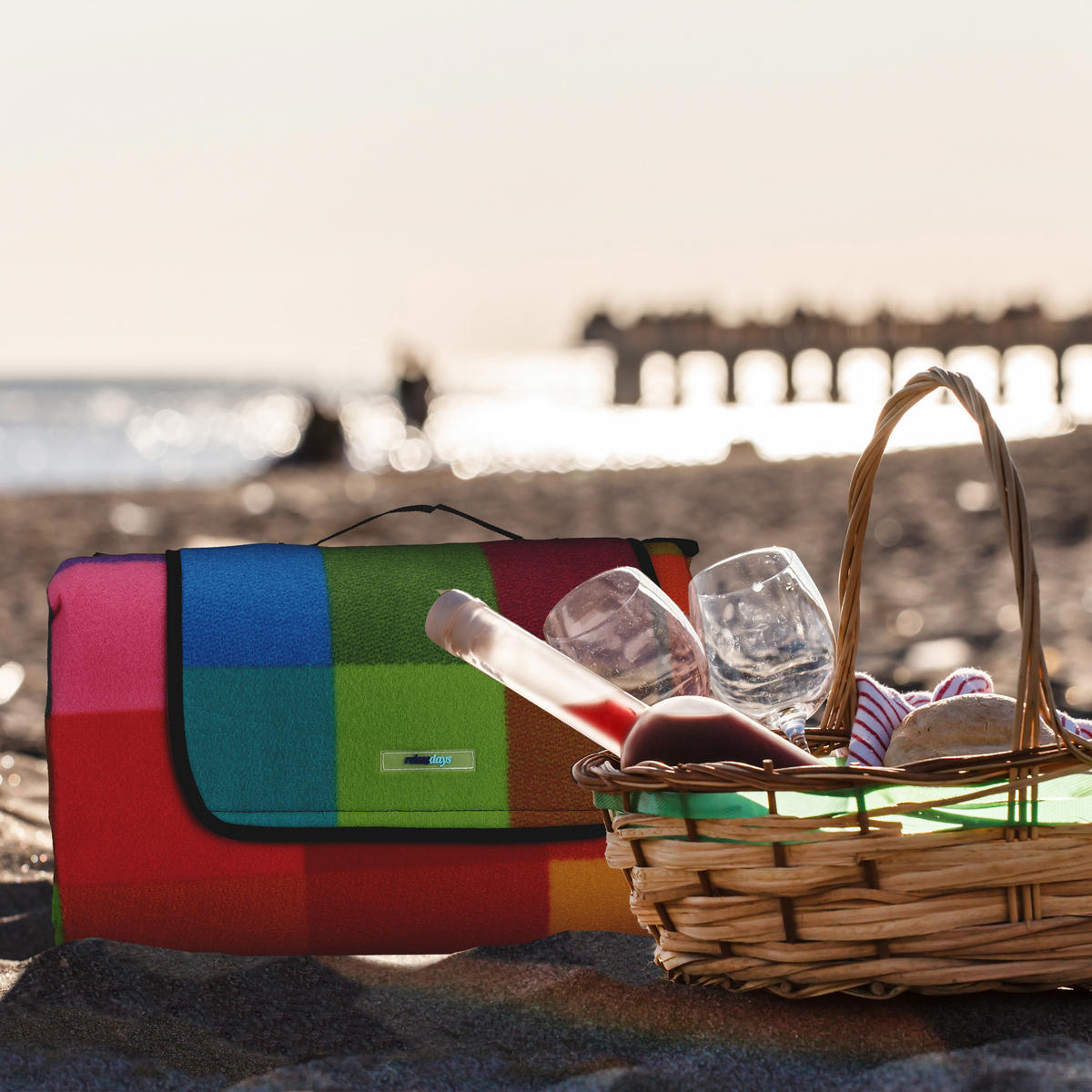 PIKNIKOVÁ deka - různobarevná, kov/textil (200/300cm) - Relaxdays