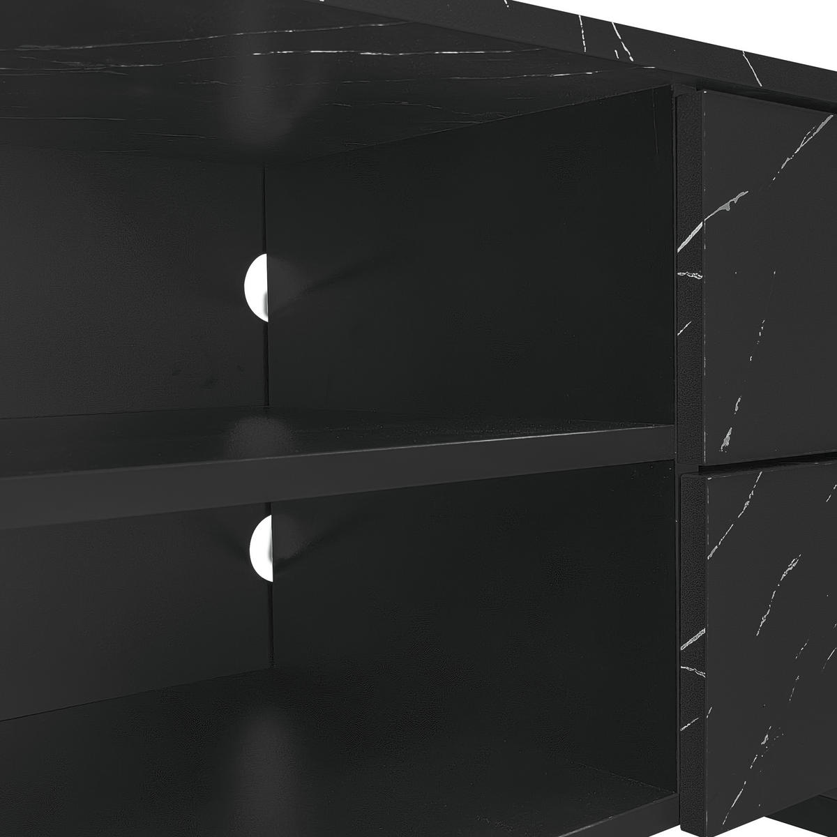 LOWBOARD mit LED, 2 Türen und 2 Schubladen - Dunkelbraun, Holzwerkstoff (200/50/38cm) - Urban Meuble