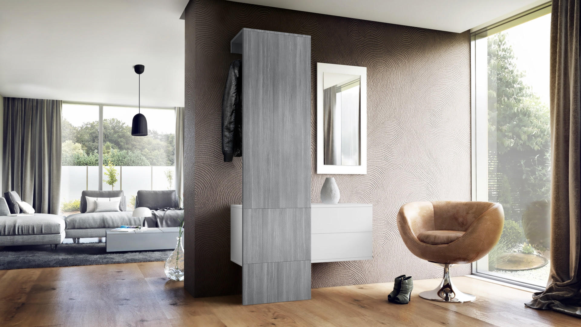 GARDEROBE Carlton Paneel in Avola-Anthrazit - Anthrazit, Holzwerkstoff (105/193/35cm) - Vladon