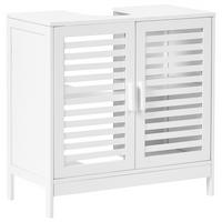 WASCHBECKENUNTERSCHRANK Bambus 60 cm Weiß Missoula - Weiß, Holz (60/60/30cm) - Beliani