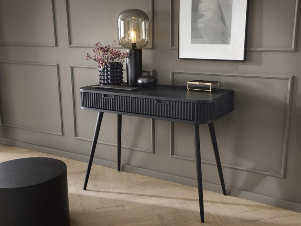 KONSOLENTISCH Schwarz ZOJA Gefräst Mit Metallgestell - Schwarz, Holzwerkstoff (49/49/80cm) - Sepro Meble
