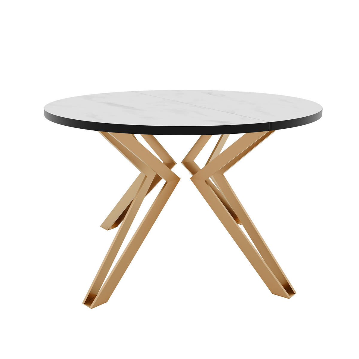 ESSTISCH ausziehbar aus MDF, Weiß - Goldfarben/Weiß, Holzwerkstoff (120/120/76cm) - Idohome