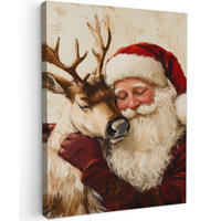 LEINWANDBILD Weihnachtsmann - Rentier - Weihnachten 30x40 cm - Rotbraun, Textil (30/40cm) - MuchoWow