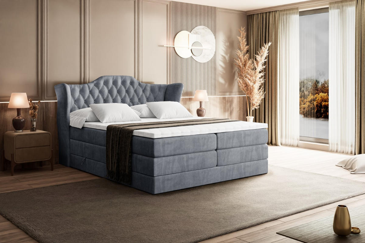 BOXSPRINGBETT VILA KING - 120x200 - H3/H4 - Grau - Grau, Holzwerkstoff (120/200cm) - ALTDECOR